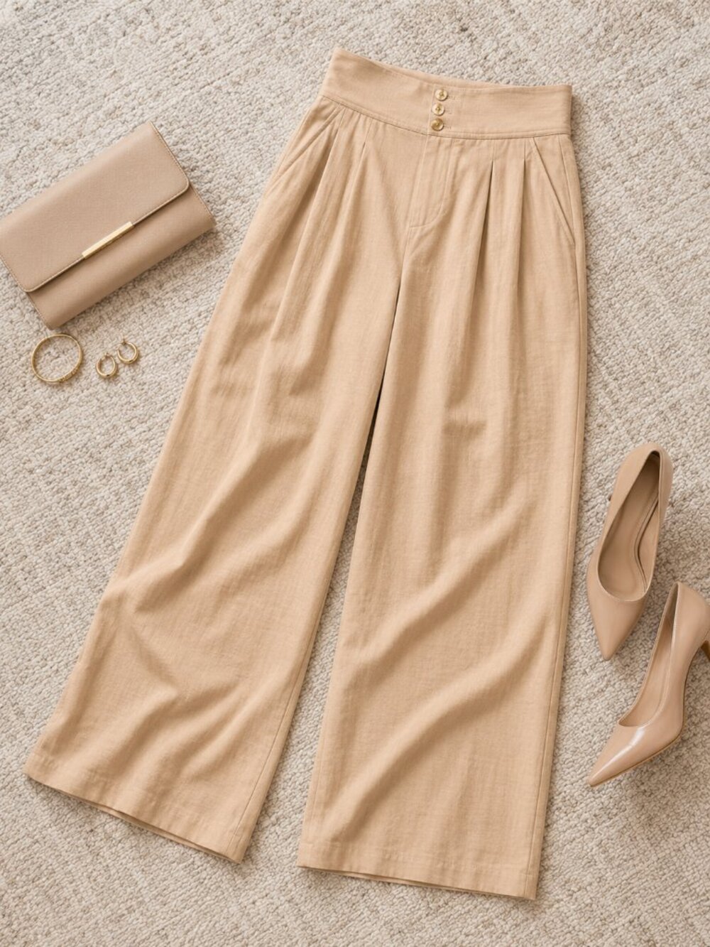 BAR III Petite High-Rise Pleat-Front Wide Leg Pants Warm Ginger Size 12P NWT